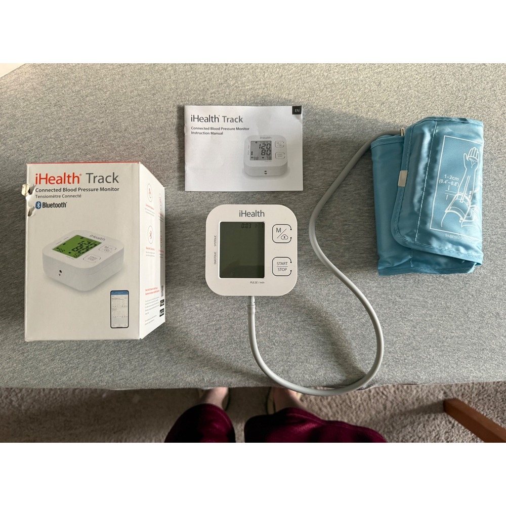 iHealth Track Bluetooth Blood Pressure Monitor KN-550BT White Large Cuff Tech